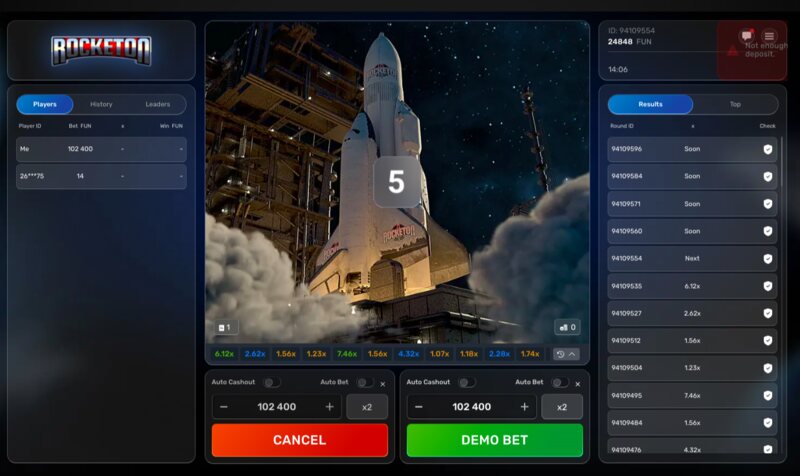 Betting selection at Rocketon